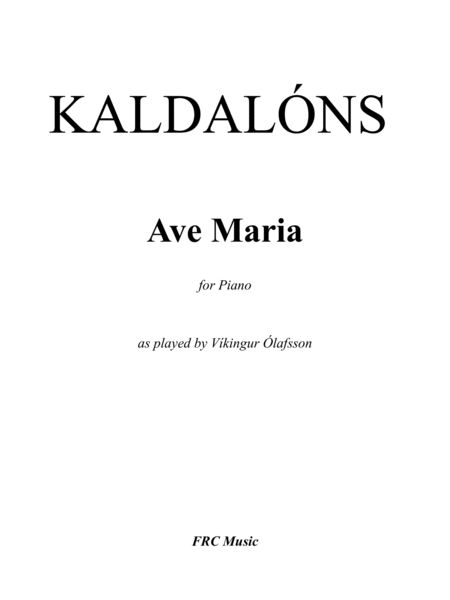 Kaldalóns: Ave Maria (as played by Vikíngur Ólafsson) image number null