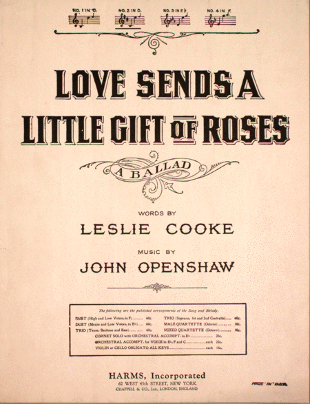 Love Sends a Little Gift of Roses. A Ballad
