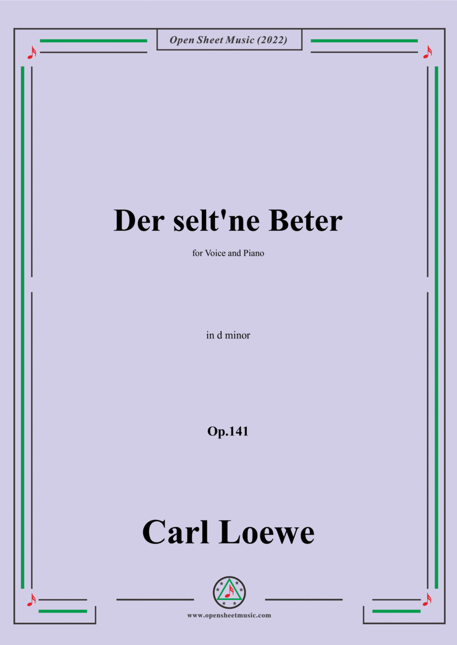 Loewe-Der selt'ne Beter,in d minor,Op.141,for Voice and Piano Voice Solo scores gallery preview page 1