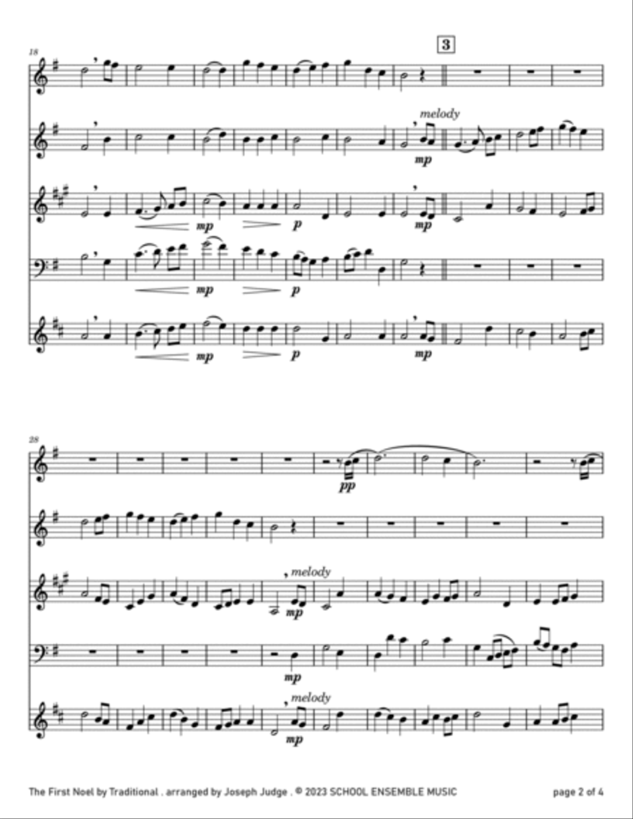 The First Noel for Woodwind Quartet in Schools Woodwind Quartet scores gallery preview page 2
