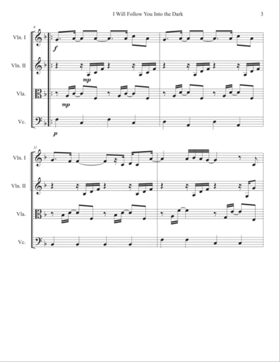 I Will Follow You Into The Dark String Quartet scores gallery preview page 3