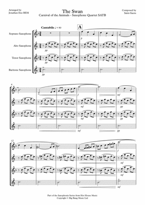 The Swan (Saint-Saens) - Saxophone Quartet SATB