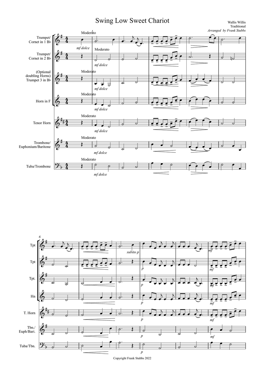 Swing Low, Sweet Chariot Brass Ensemble scores gallery preview page 1