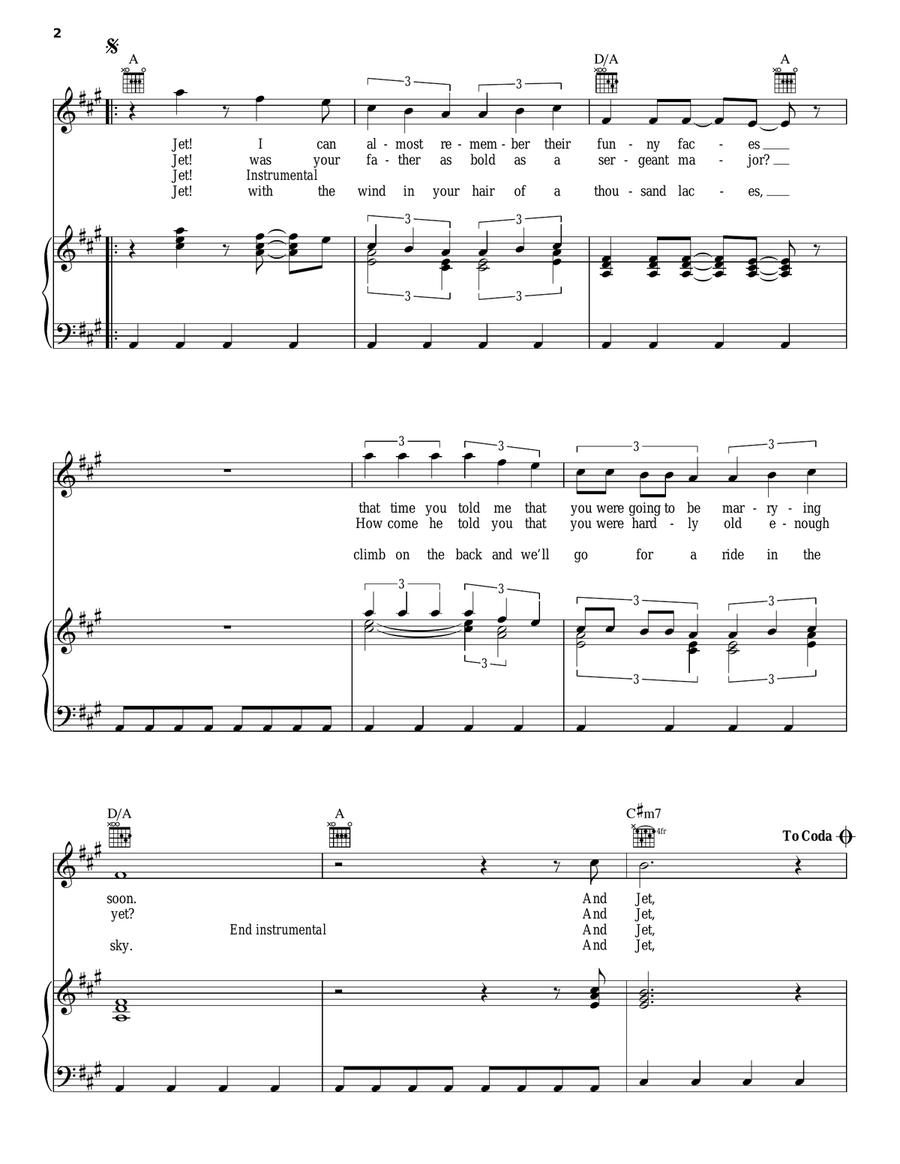 Jet Jet Piano, Vocal, Guitar scores gallery preview page 2