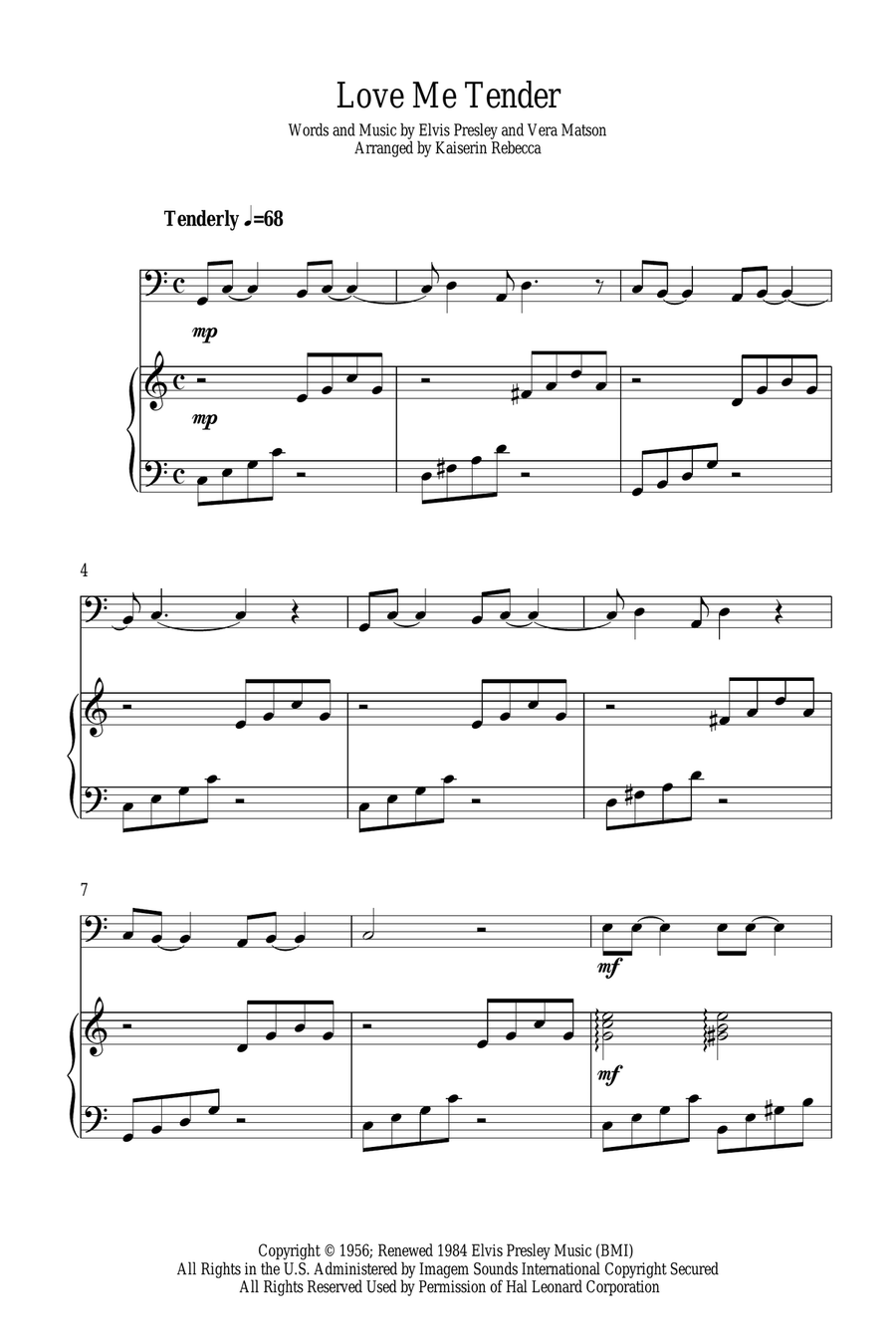 Love Me Tender Love Me Tender Bassoon scores gallery preview page 1