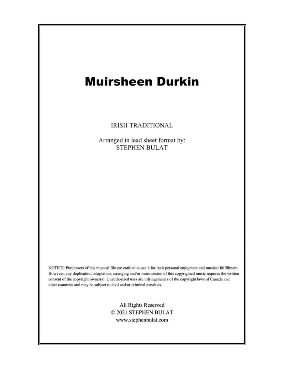 Muirsheen Durkin (The Dubliners) - Lead sheet (key of G) Large Ensemble scores gallery preview page 1
