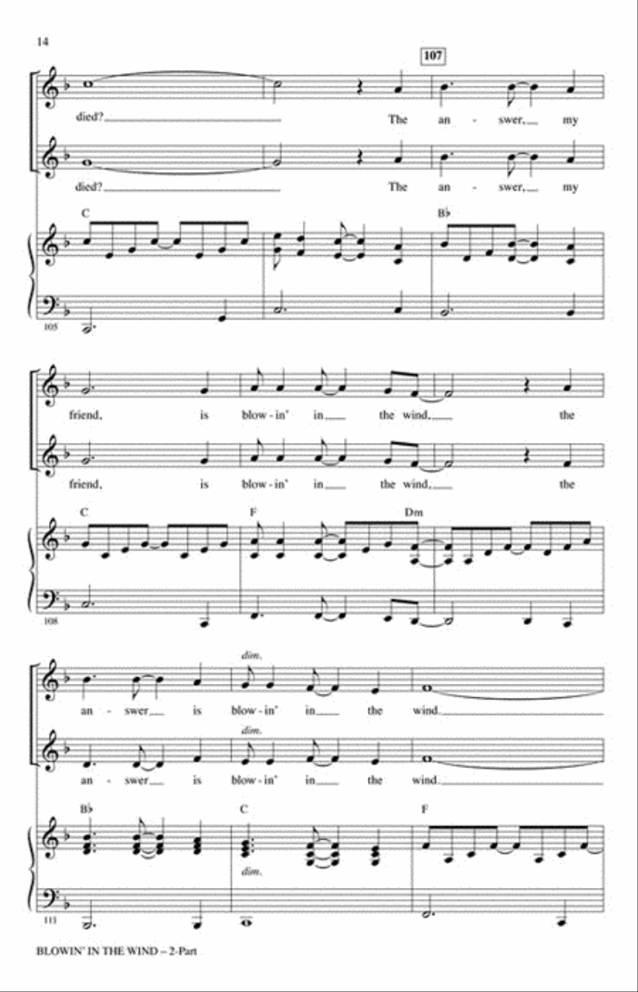 Blowin' in the Wind 2-Part scores gallery preview page 4