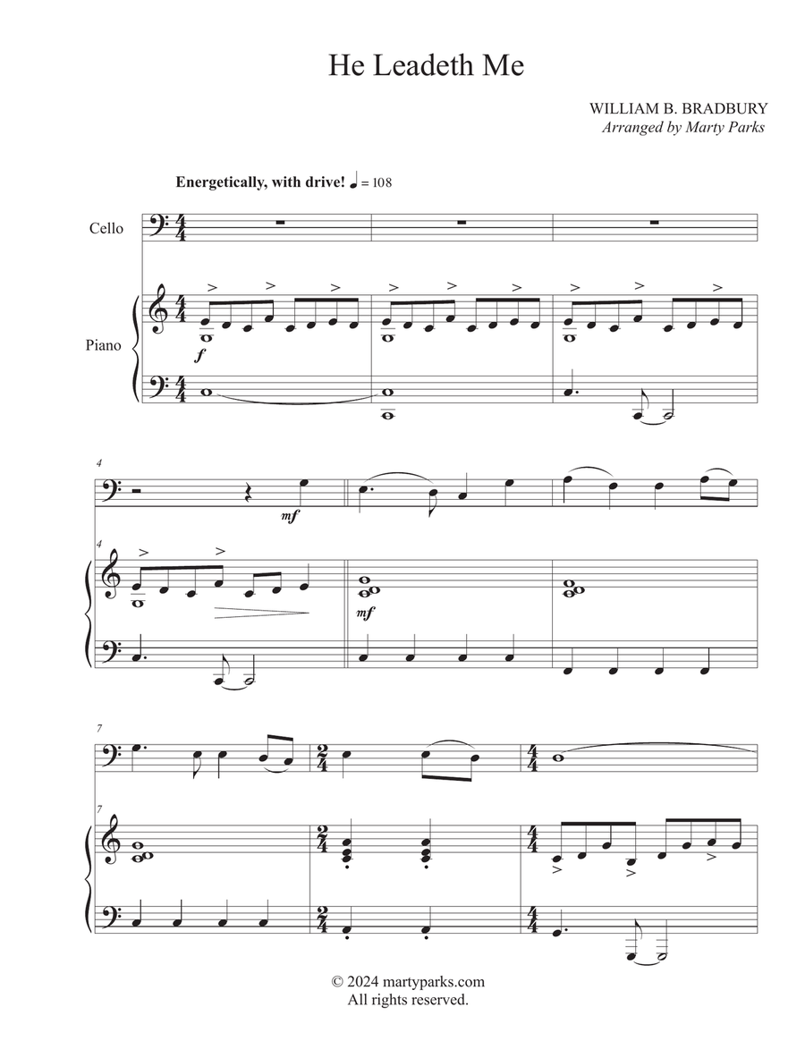 He Leadeth Me (Cello-Piano) Piano scores gallery preview page 1