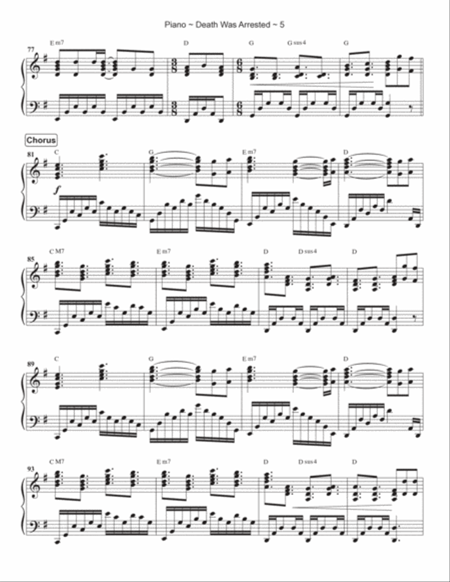 Death Was Arrested Piano Solo scores gallery preview page 6