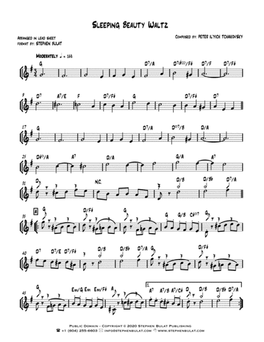Sleeping Beauty Waltz (Tchaikovsky) - Lead sheet (key of G)