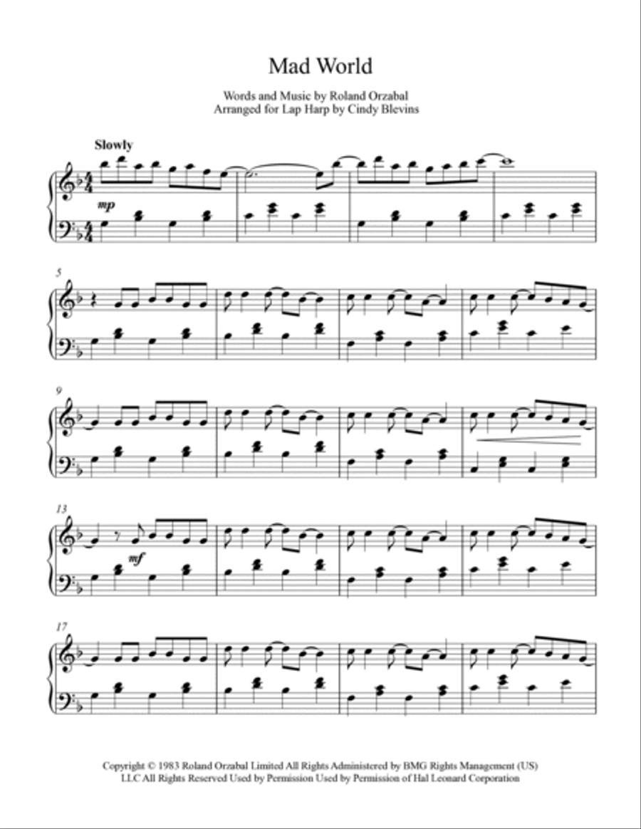 Mad World Lap Harp scores gallery preview page 2