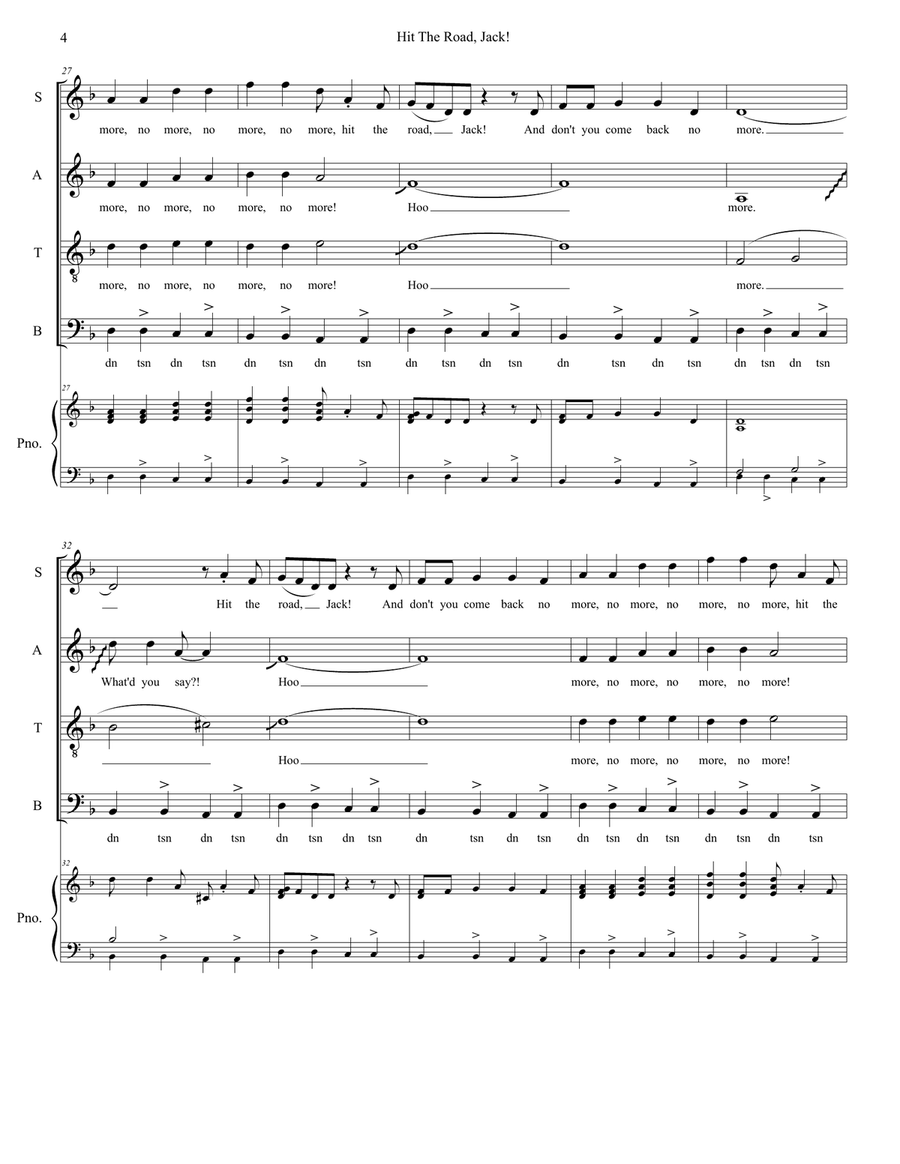 Hit The Road Jack 4-Part scores gallery preview page 4