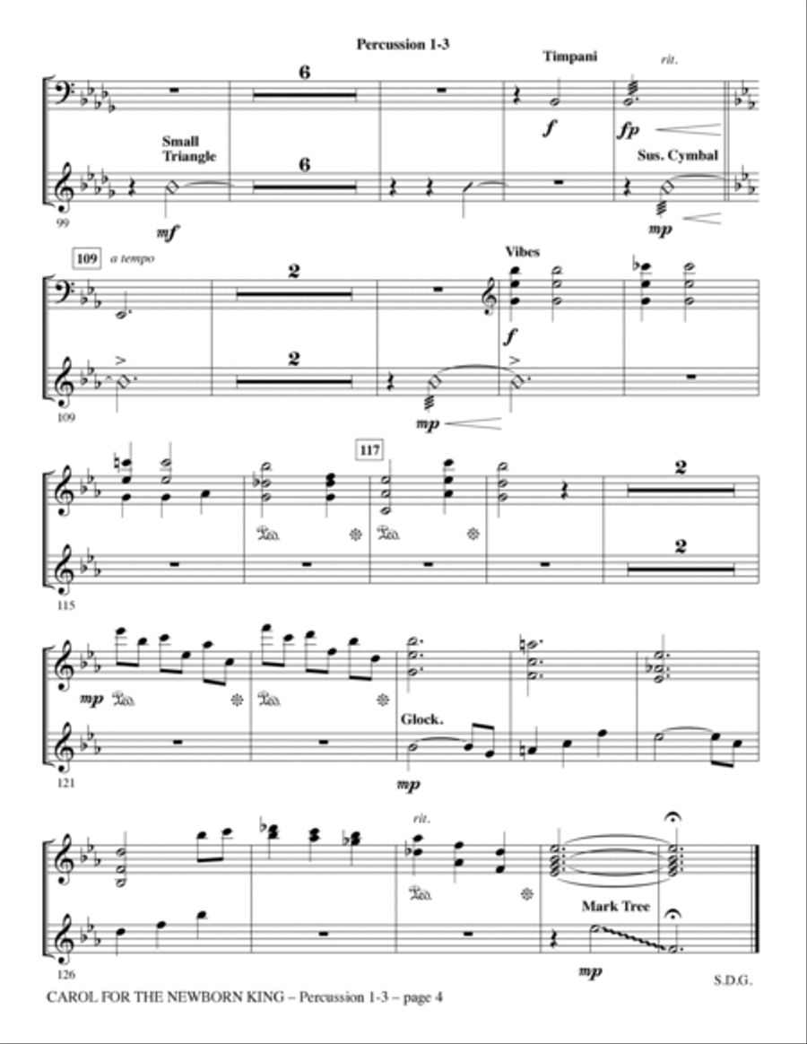 Carol For The Newborn King - Percussion 1-3 Choir scores gallery preview page 4