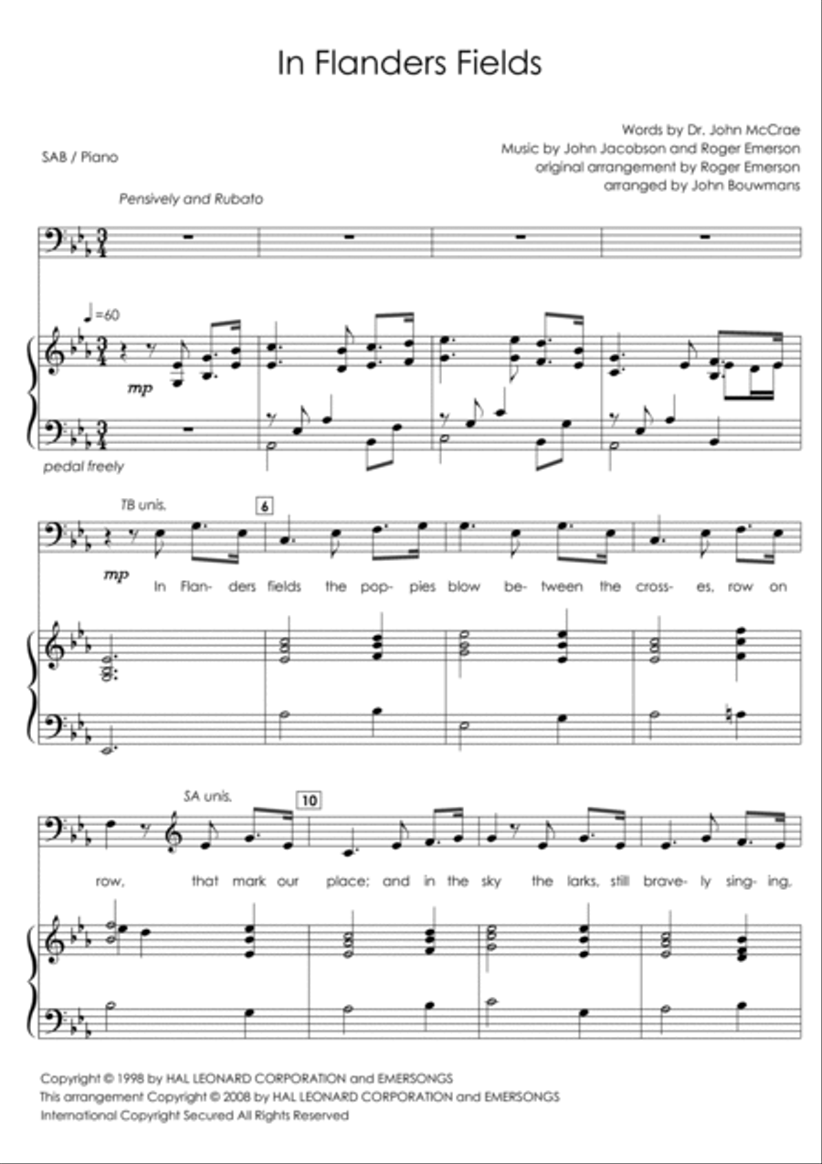 In Flanders Fields 3-Part scores gallery preview page 3