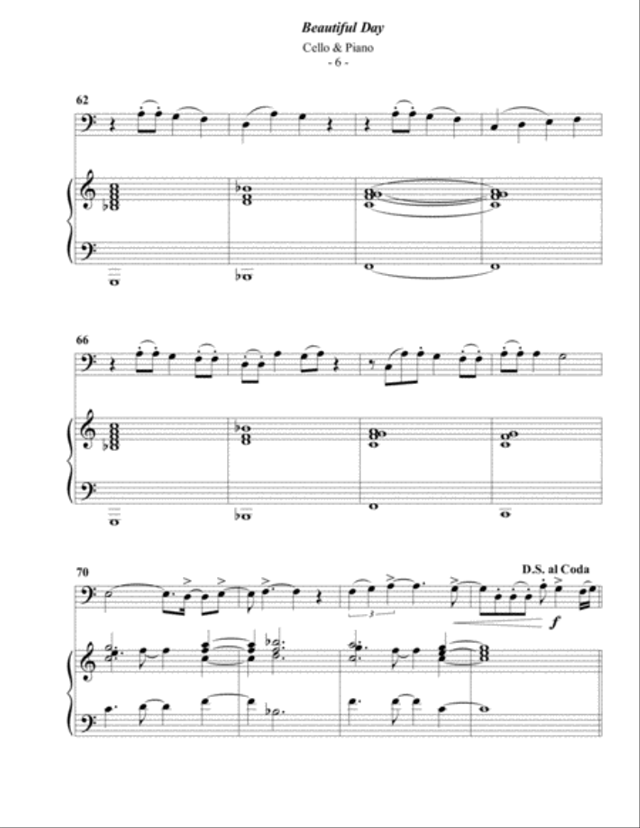 Beautiful Day Piano scores gallery preview page 6