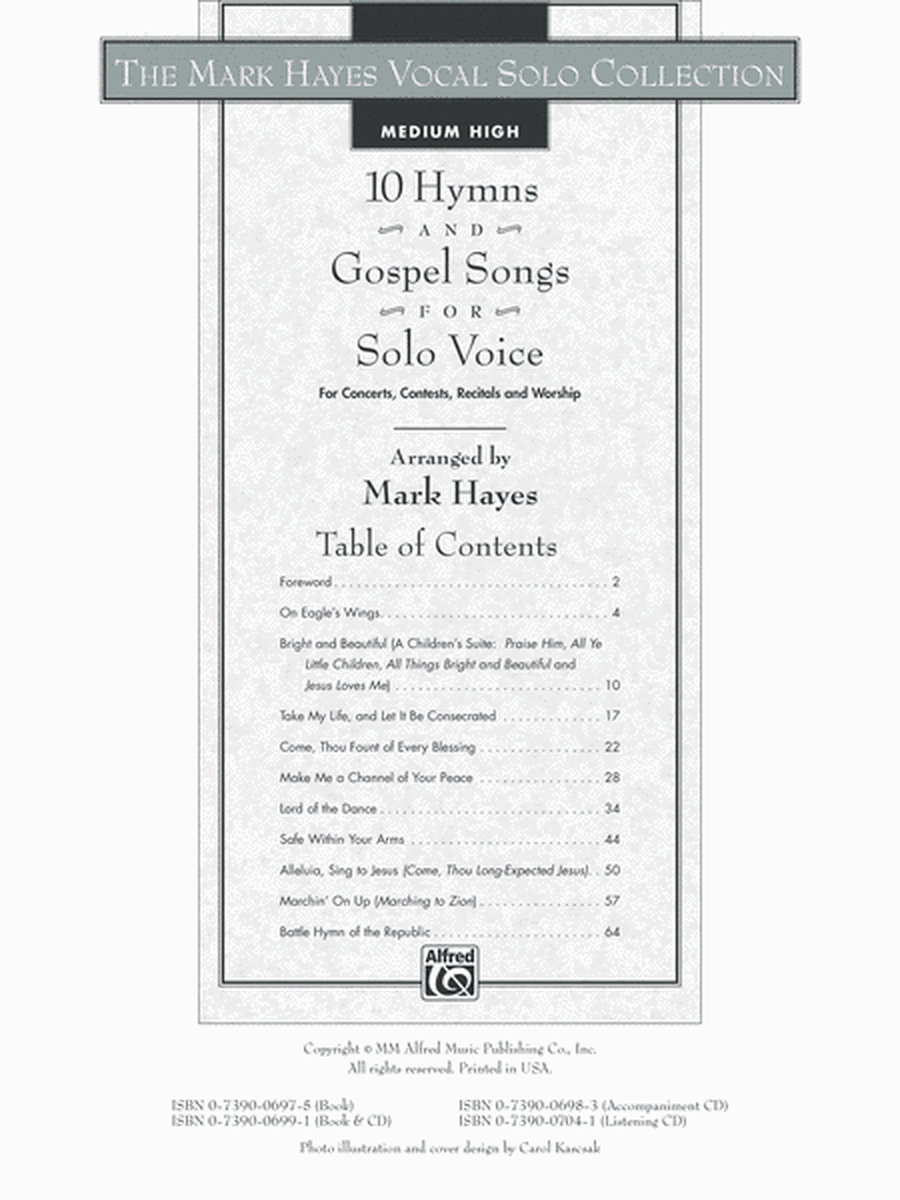 The Mark Hayes Vocal Solo Collection -- 10 Hymns and Gospel Songs for Solo Voice