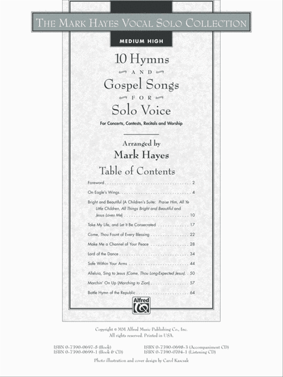 The Mark Hayes Vocal Solo Collection -- 10 Hymns and Gospel Songs for Solo Voice Medium-High Voice scores gallery preview page 3