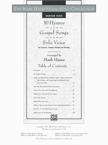 The Mark Hayes Vocal Solo Collection -- 10 Hymns and Gospel Songs for Solo Voice by Mark Hayes Medium-High Voice - Digital Sheet Music