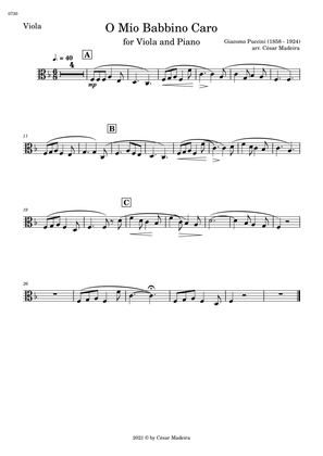O Mio Babbino Caro by Puccini - Viola and Piano (Individual Parts)