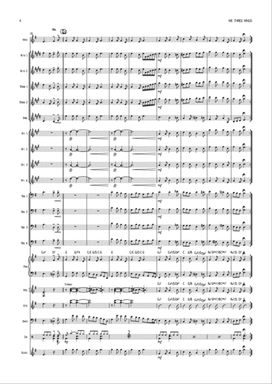 We Three Kings Vocal with Big Band Traditional Key of G Jazz Ensemble scores gallery preview page 4
