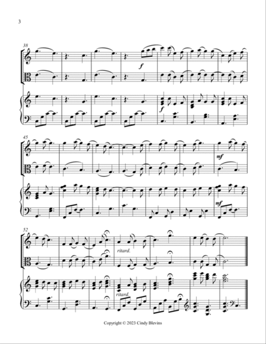 In Dulci Jubilo, for Violin, Viola and Piano Violin scores gallery preview page 4