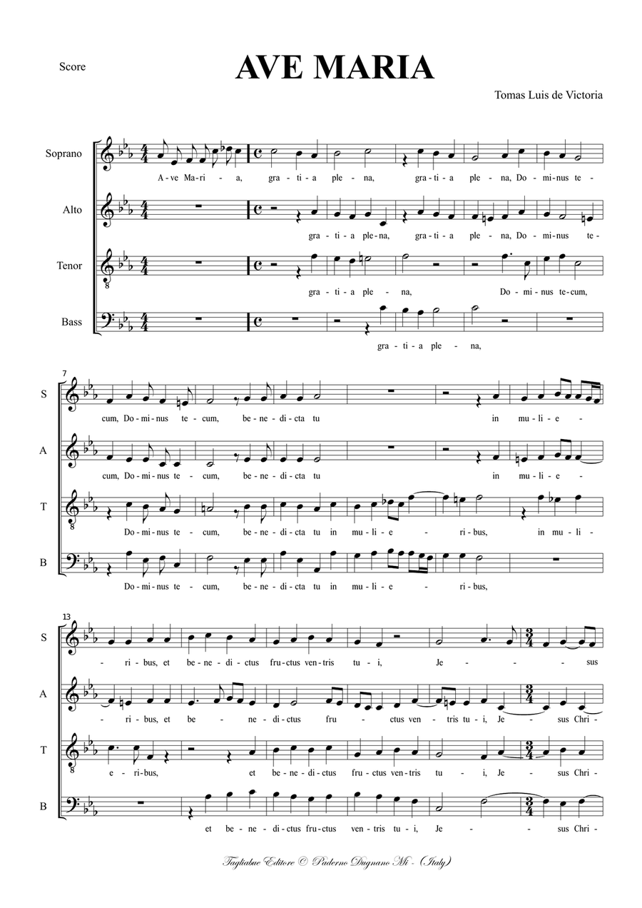 AVE MARIA - De Victoria 4-Part scores gallery preview page 2