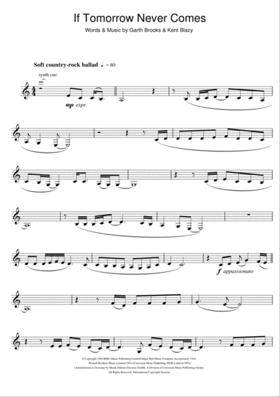 If Tomorrow Never Comes If Tomorrow Never Comes Clarinet Solo scores gallery preview page 1