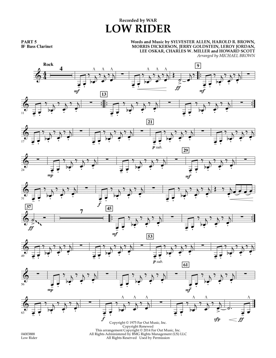 Low Rider - Pt.5 - Bb Bass Clarinet Concert Band scores gallery preview page 1