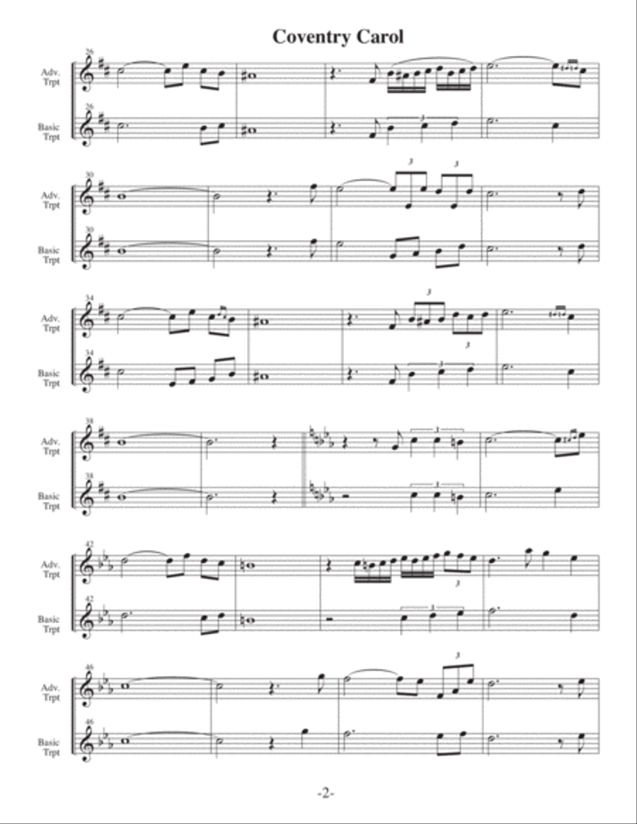 Coventry Carol (Arrangements 3-5 for TRUMPET + Written Acc) Trumpet Solo scores gallery preview page 3