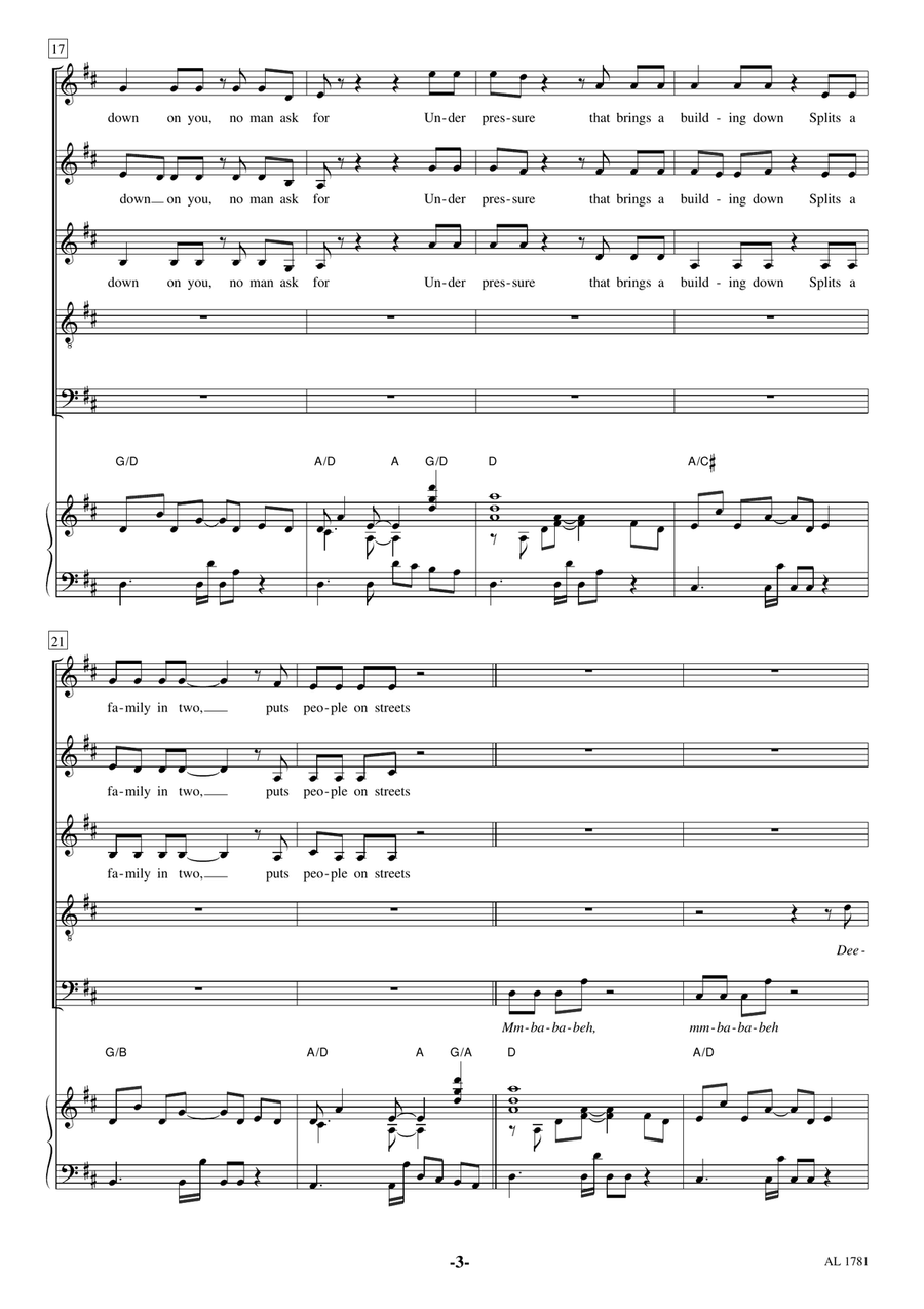 Under Pressure Under Pressure Choir scores gallery preview page 3