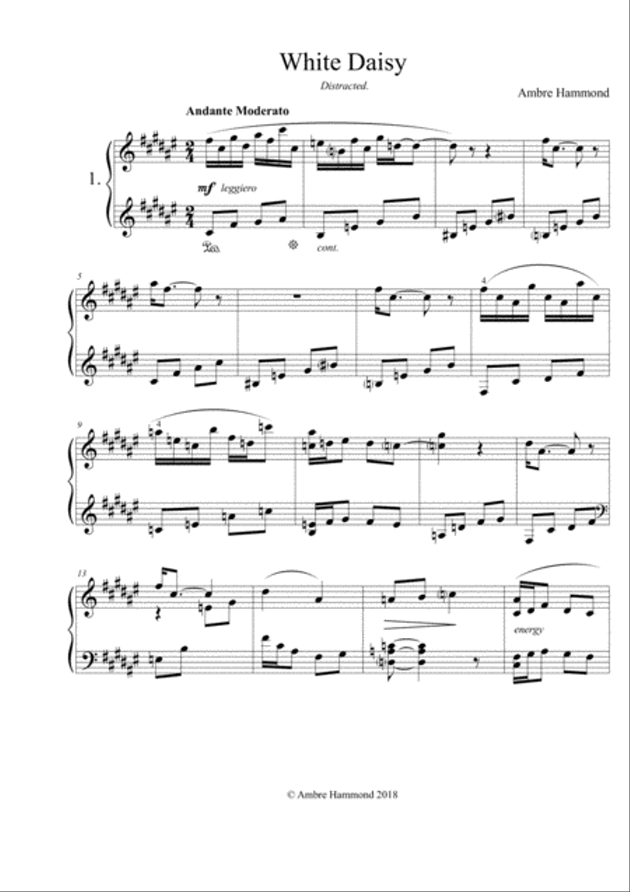 White Daisy Piano Solo scores gallery preview page 1