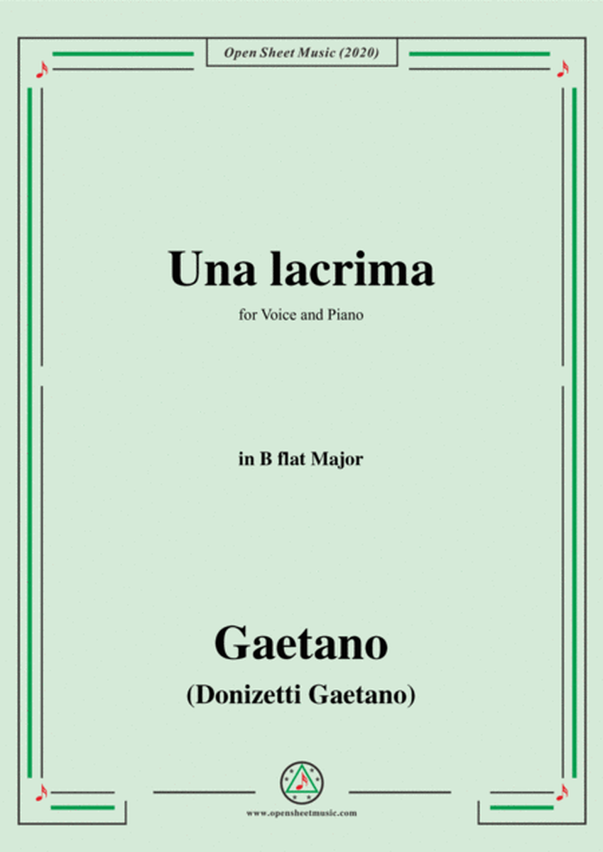 Donizetti-Una lacrima,in B flat Major,for Voice and Piano