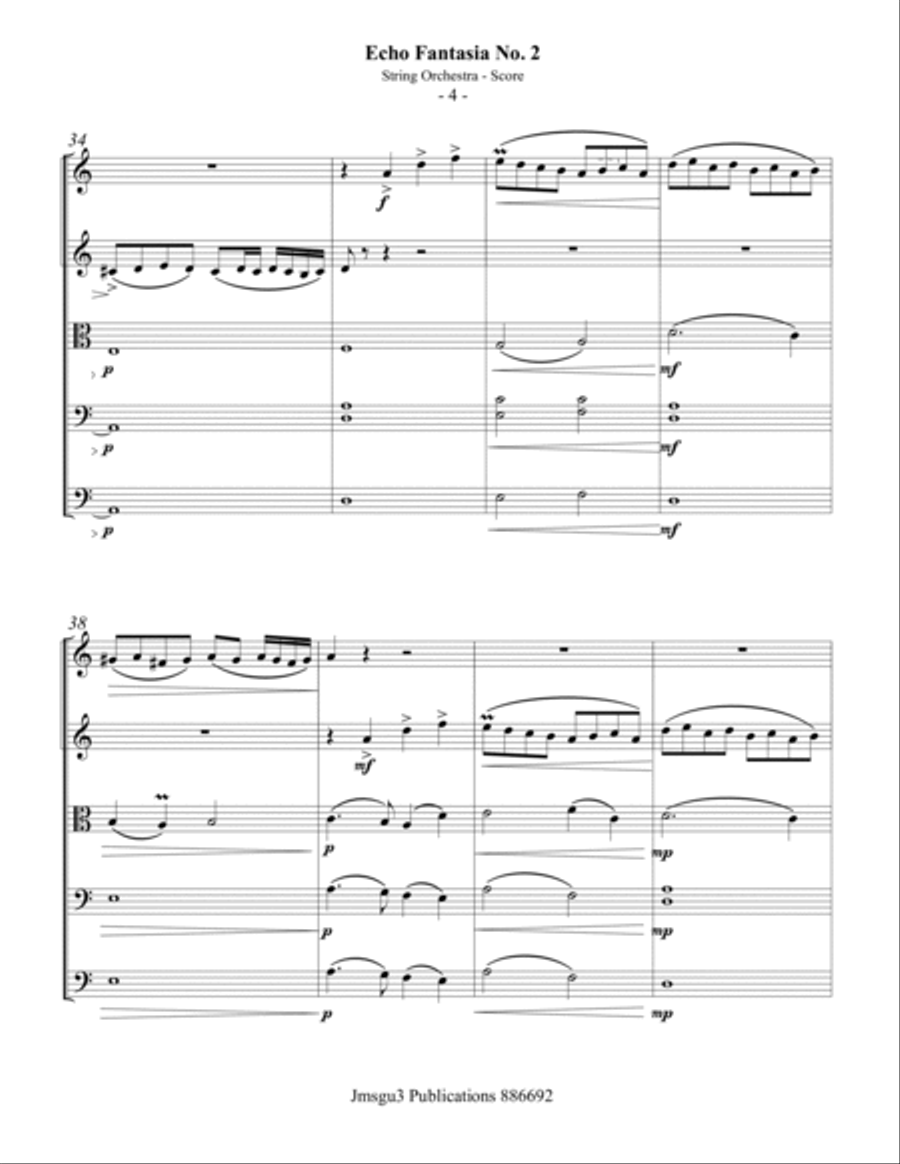 Sweelinck: Echo Fantasia No. 2 for String Orchestra String Orchestra scores gallery preview page 4