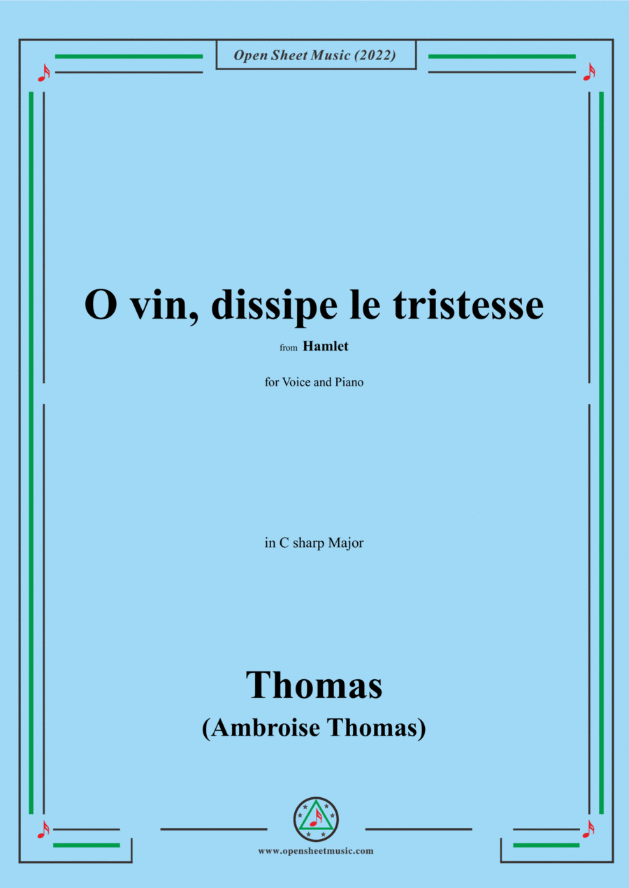 A. Thomas-O vin,dissipe le tristesse,in C sharp Major,from Hamlet,for Voice and Piano Voice Solo scores gallery preview page 1