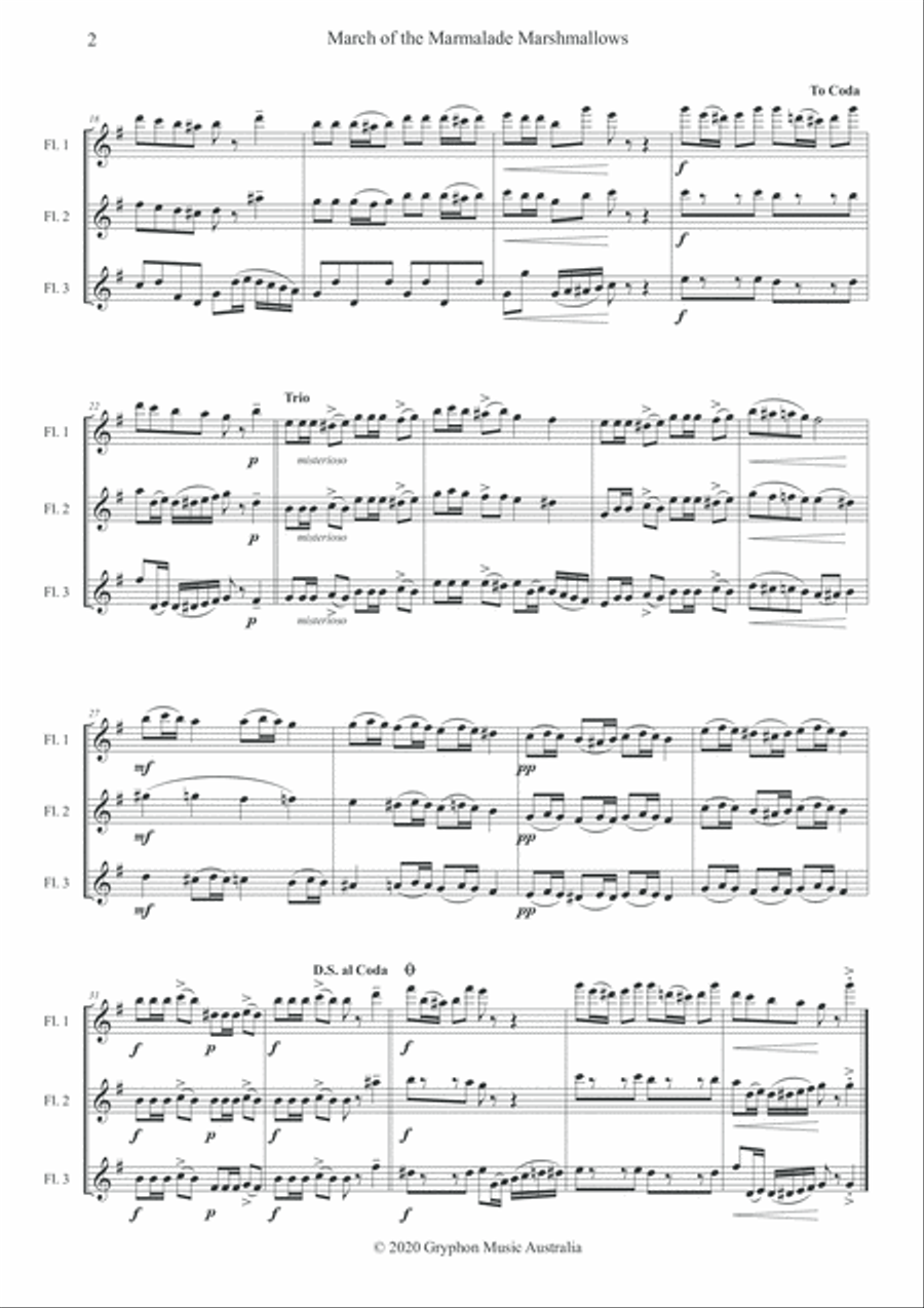 March of the Marmalade Marshmallows for Flute Trio March of the Marmalade Marshmallows for Flute Trio Flute Trio scores gallery preview page 3