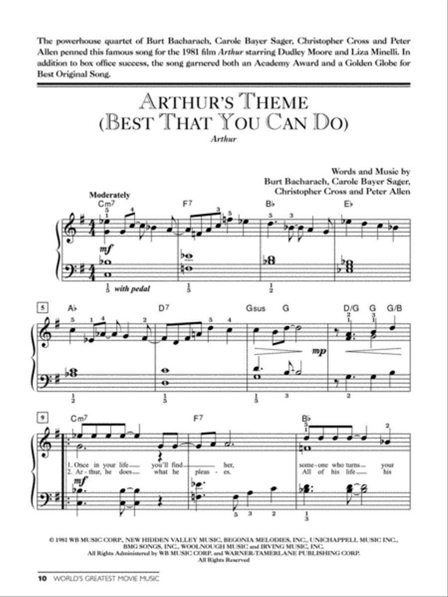 World's Greatest Movie Songs Easy Piano scores gallery preview page 4