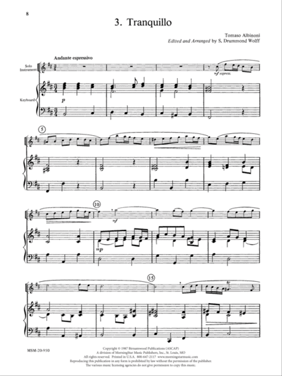 Tranquillo (from Oboe Concerto) Piano scores gallery preview page 1