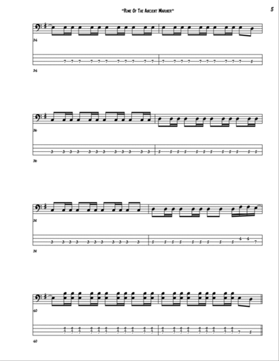 Rime Of The Ancient Mariner Bass Guitar scores gallery preview page 5
