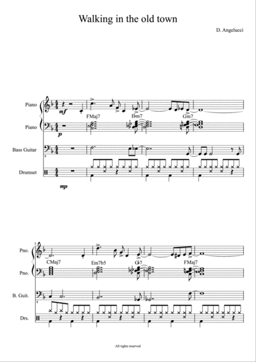 WALKING IN THE OLD TOWN (FOR TRIO) Jazz Ensemble scores gallery preview page 2