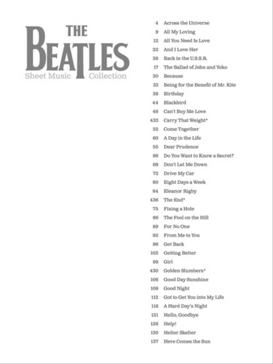 The Beatles Sheet Music Collection Piano, Vocal, Guitar scores gallery preview page 2