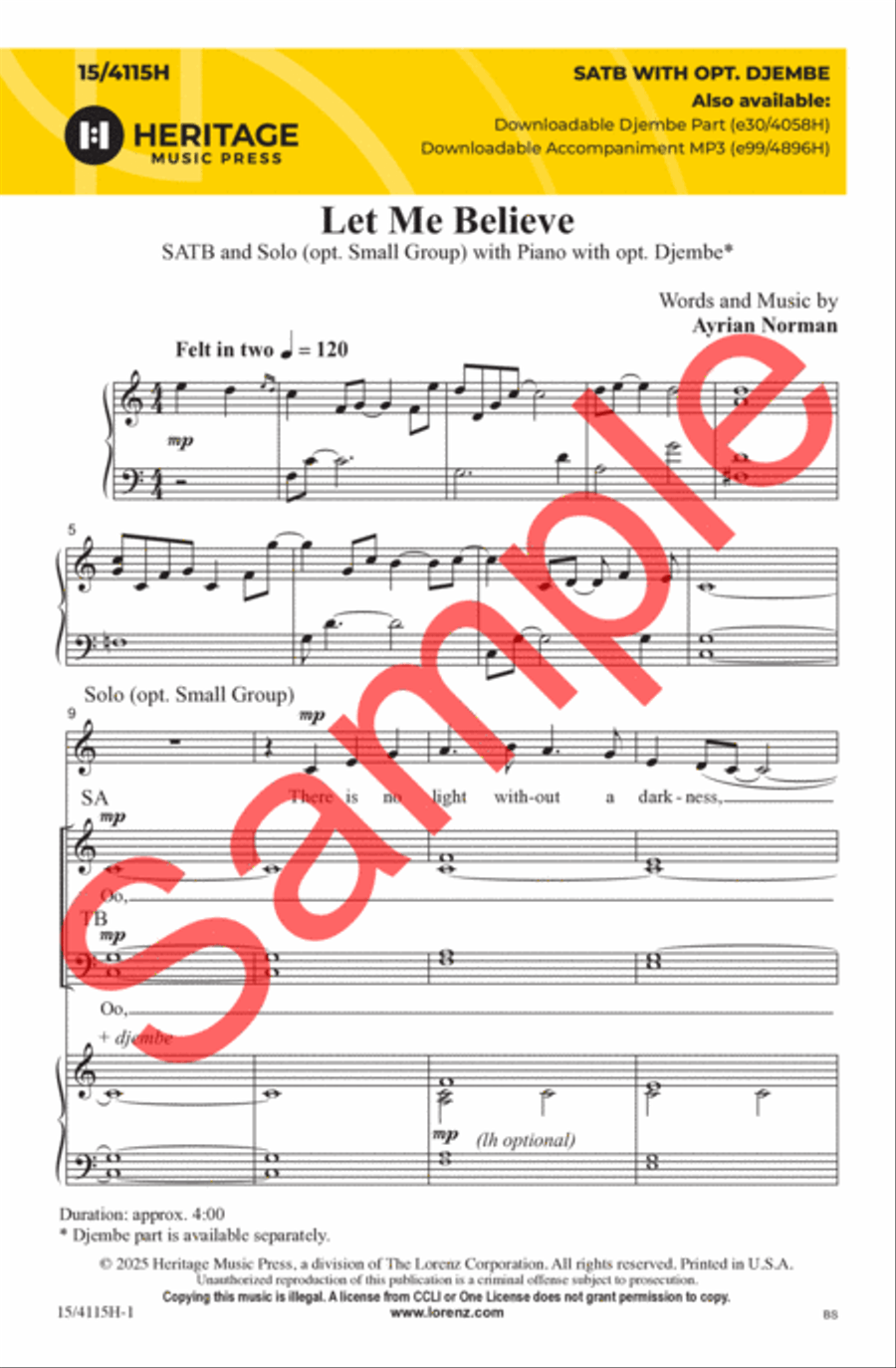 Let Me Believe Let Me Believe 4-Part scores gallery preview page 2