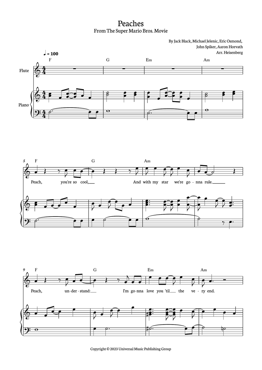 Peaches Flute Solo scores gallery preview page 1