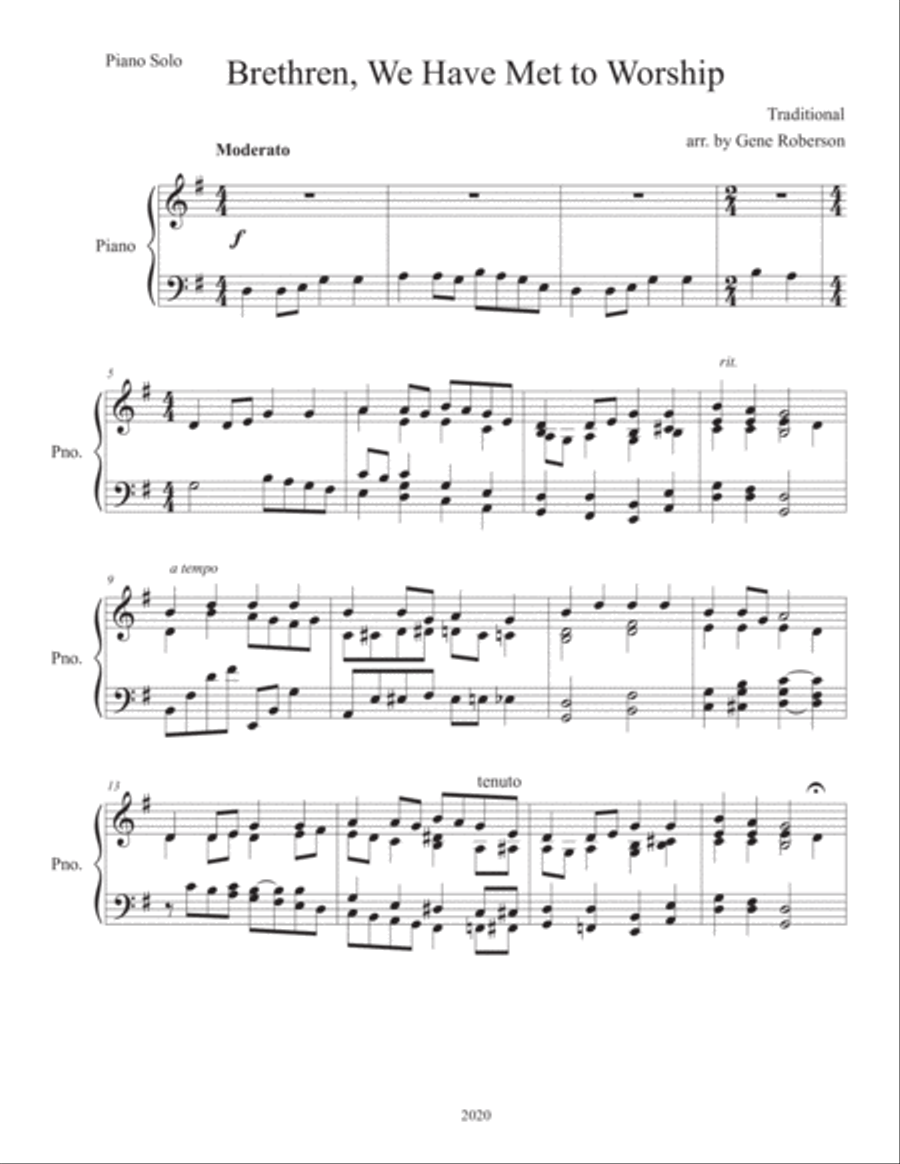 Brethren, We Have Met to Worship Piano Solo Piano Solo scores gallery preview page 2