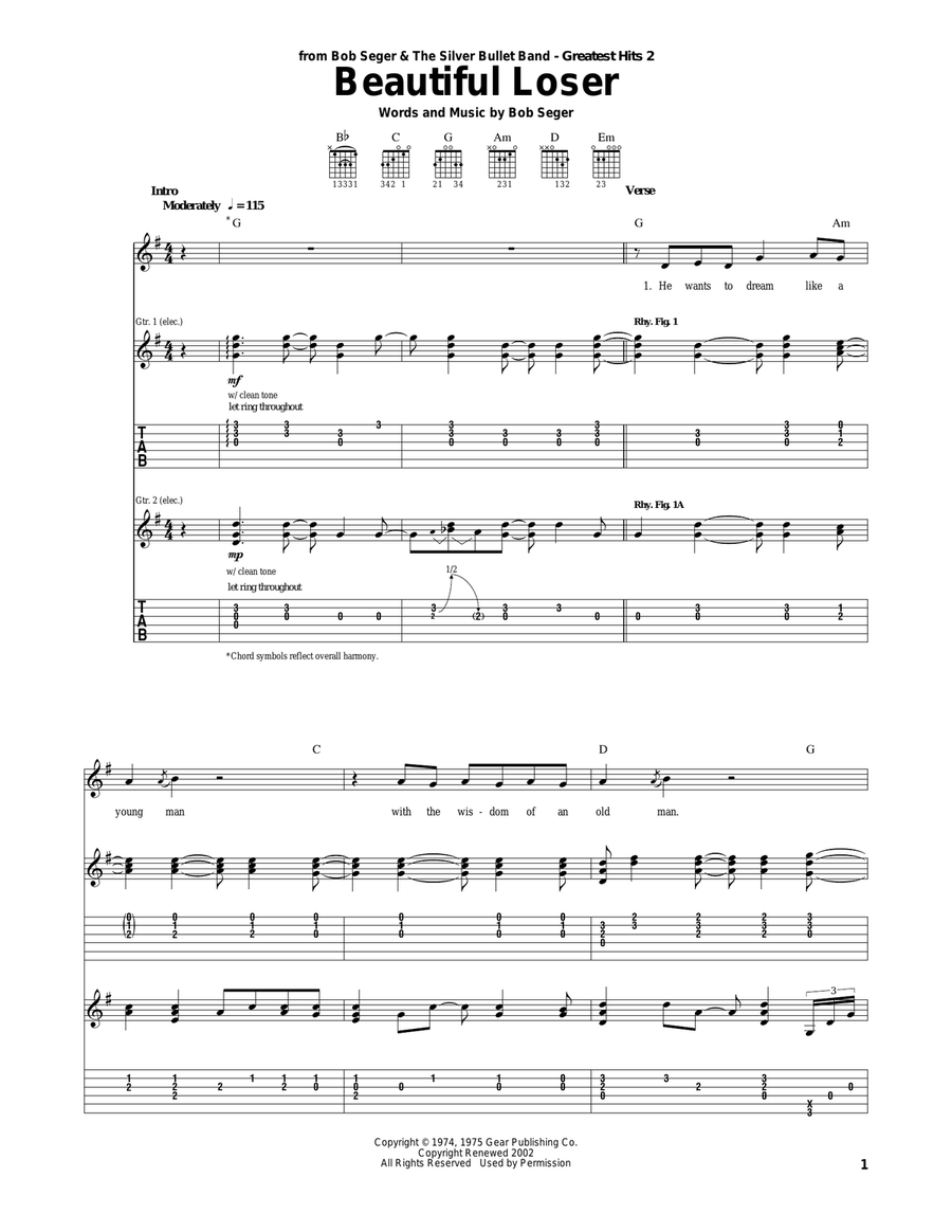 Beautiful Loser Beautiful Loser Acoustic Guitar scores gallery preview page 1