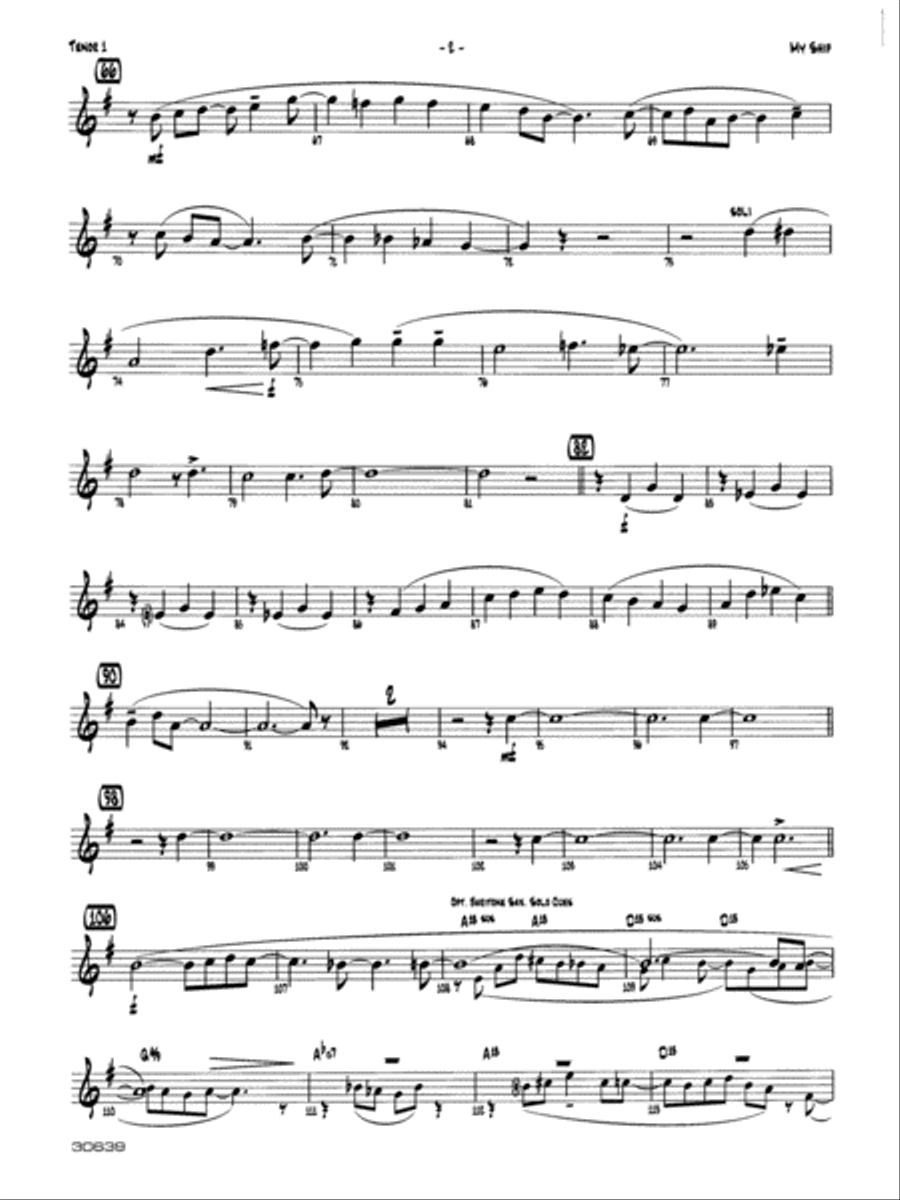 My Ship: B-flat Tenor Saxophone Jazz Ensemble scores gallery preview page 2
