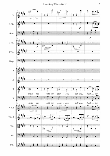 Brahms - Love Song Waltzes Op.52 for Choir and Chamber Orchestra - Full Score