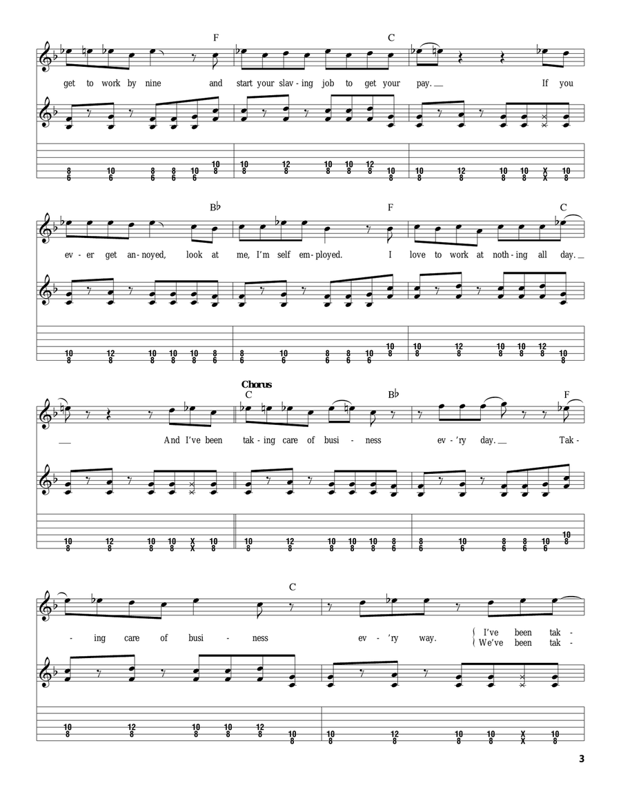 Takin' Care Of Business Guitar Tablature scores gallery preview page 3