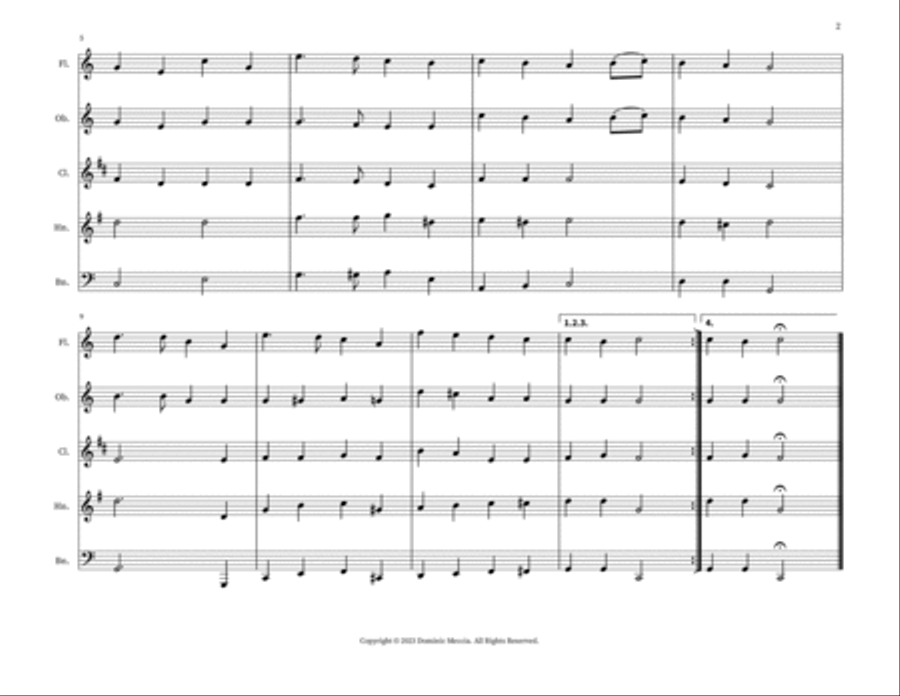 Angels From The Realms Of Glory Woodwind Quintet scores gallery preview page 2