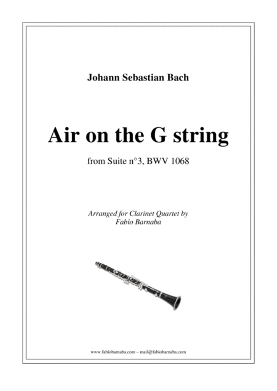 Air on the G string - for Clarinet Quartet or Clarinet Choir Clarinet Choir scores gallery preview page 1