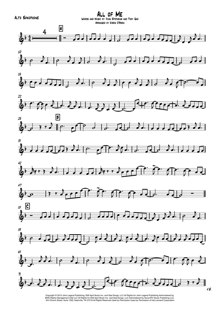 All Of Me Alto Saxophone scores gallery preview page 1